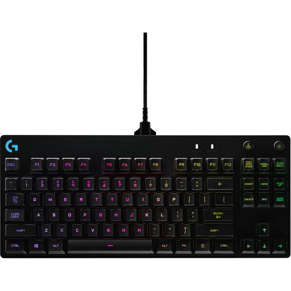 Logitech G PRO TKL Mechanical Gaming Keyboard, GX Blue Clicky Key Switches, LIGHTSYNC RGB, Portable Tenkeyless Design for esport Gaming, Detachable Micro USB Cable, QWERTY UK Layout - Black - 1